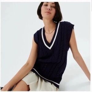 Aritzia Sunday best Navy V-Neck Sweater Vest
